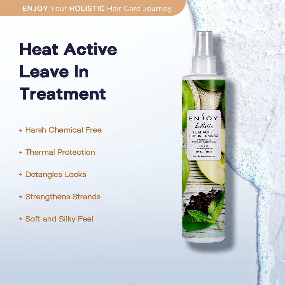 Enjoy Holistic Heat Active Leave In Treatment, Thermal Damage Protection, Curly & Wavy Hair - 10.1 Fl Oz